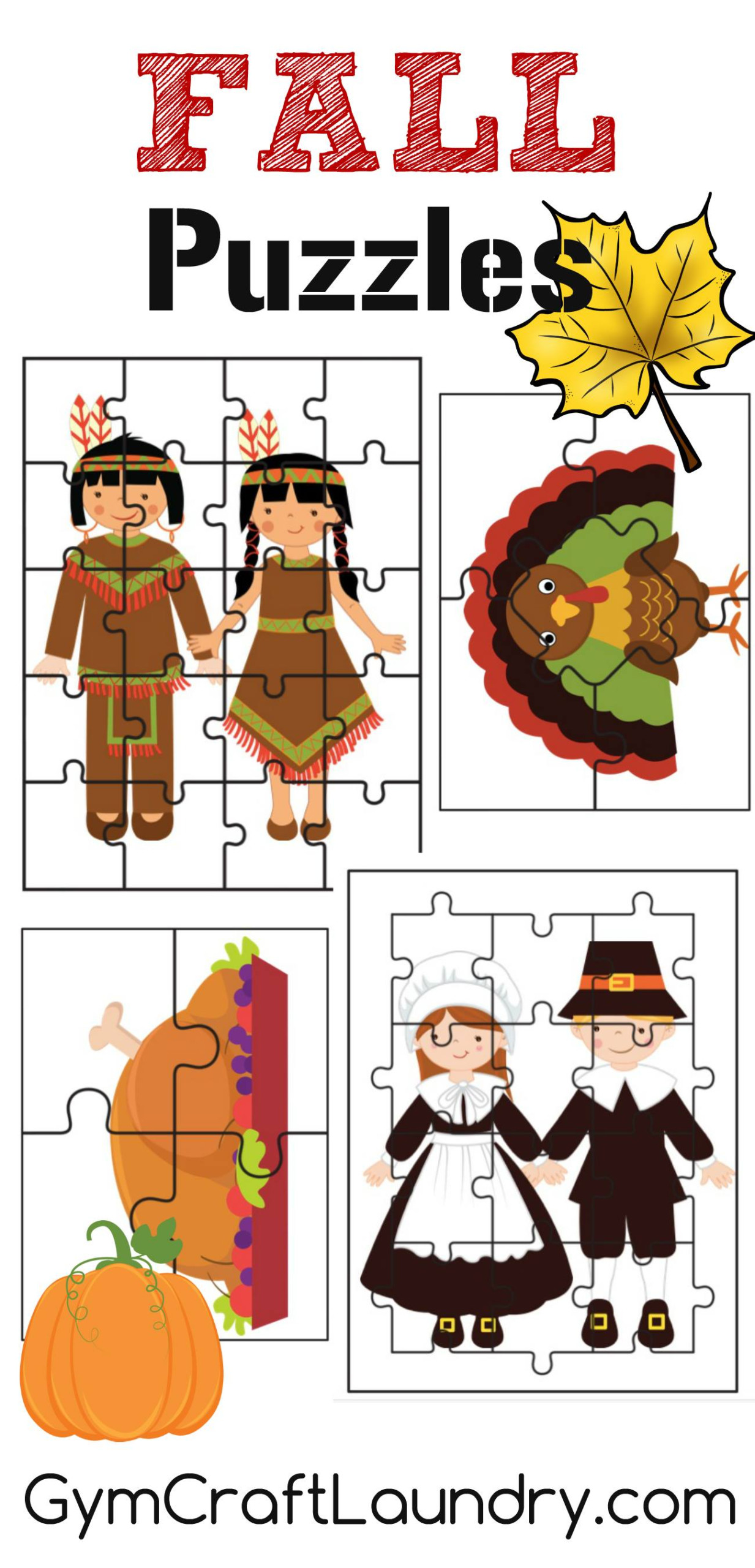 Fall And Thanksgiving Puzzle Activities Printables Gym 