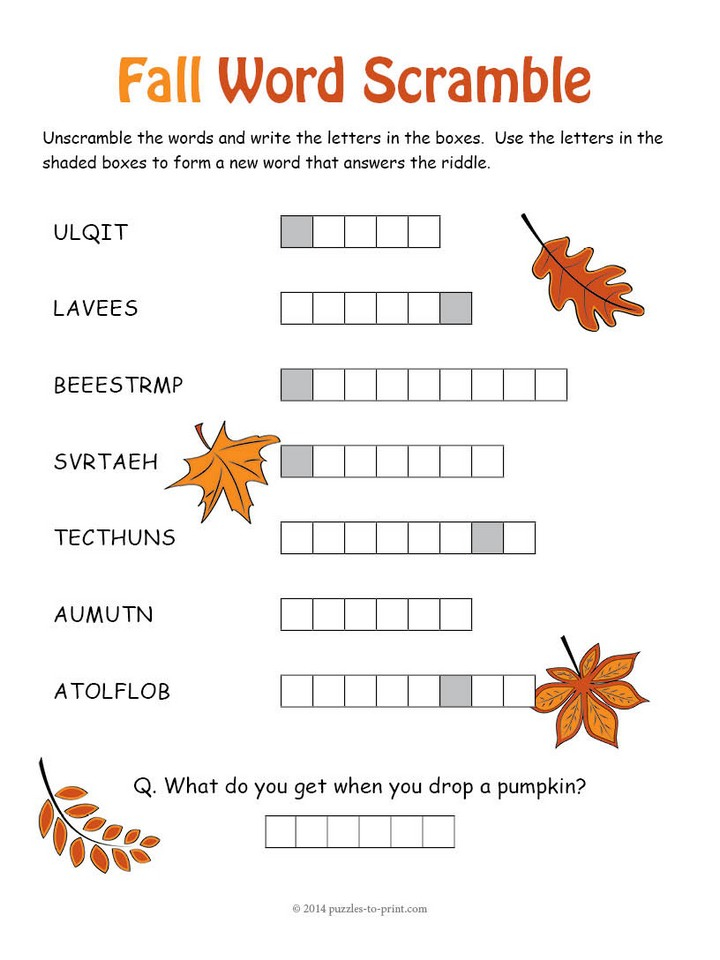 Fall Word Scramble