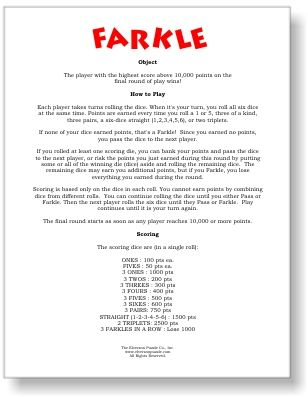 Farkle Rules PDF FREE Printable Farkle Dice Game Rules 