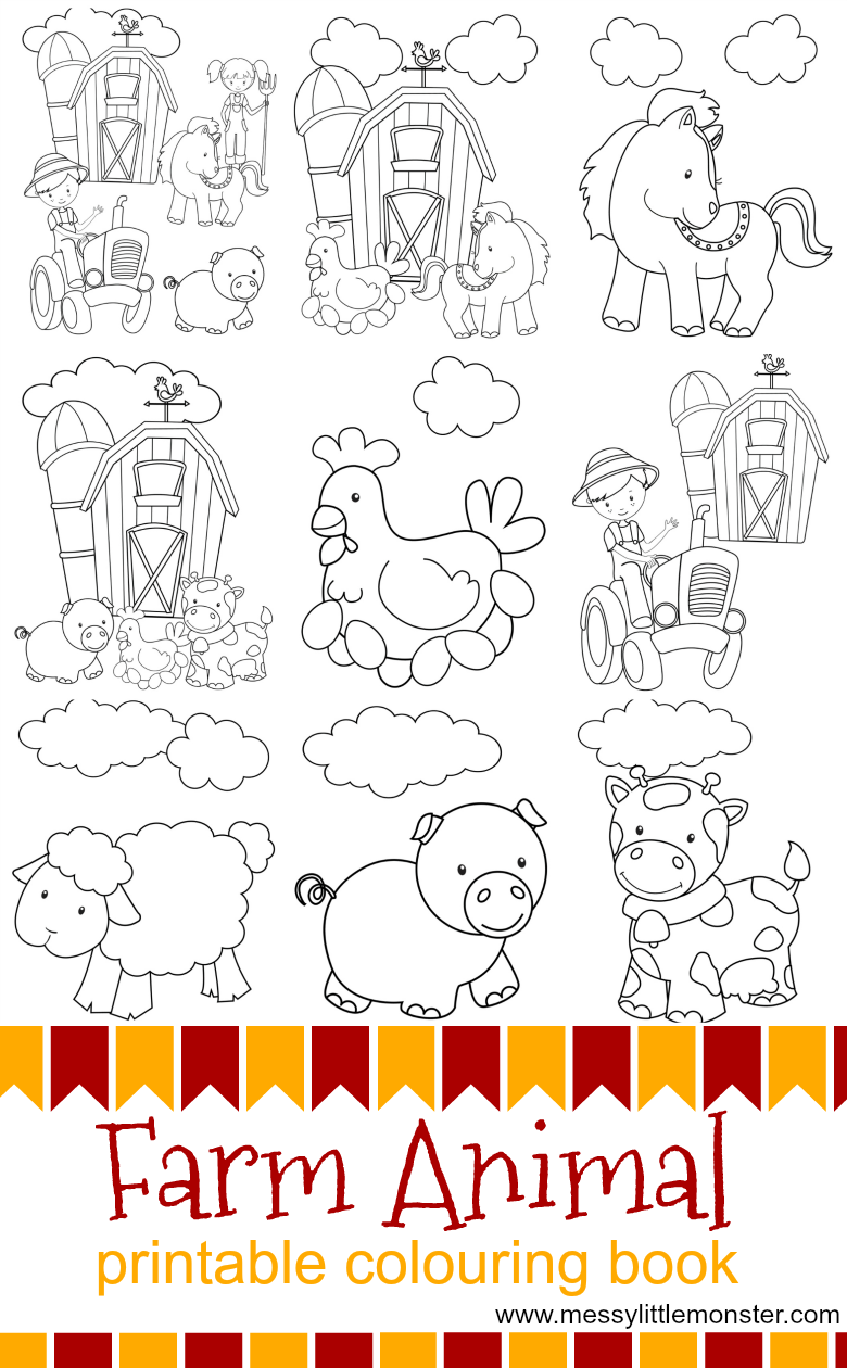 Farm Animal Printable Colouring Pages Messy Little Monster