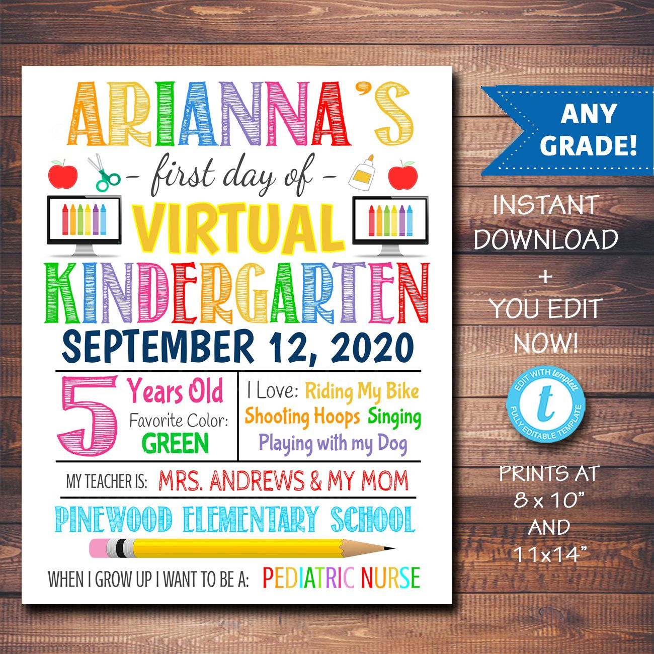 First Day Of School Sign Virtual Back To School 2021 White 