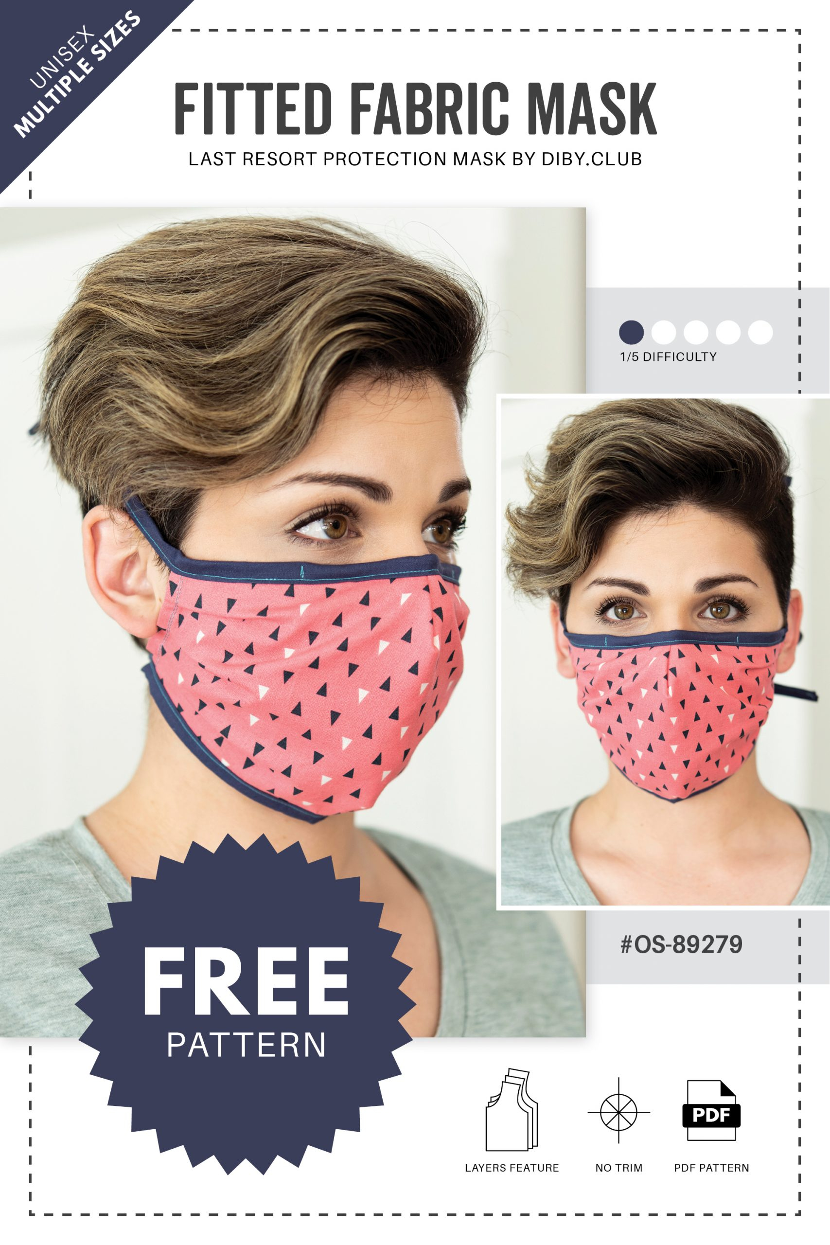 Fitted Face Mask FREE PDF Sewing Pattern DIBY Club