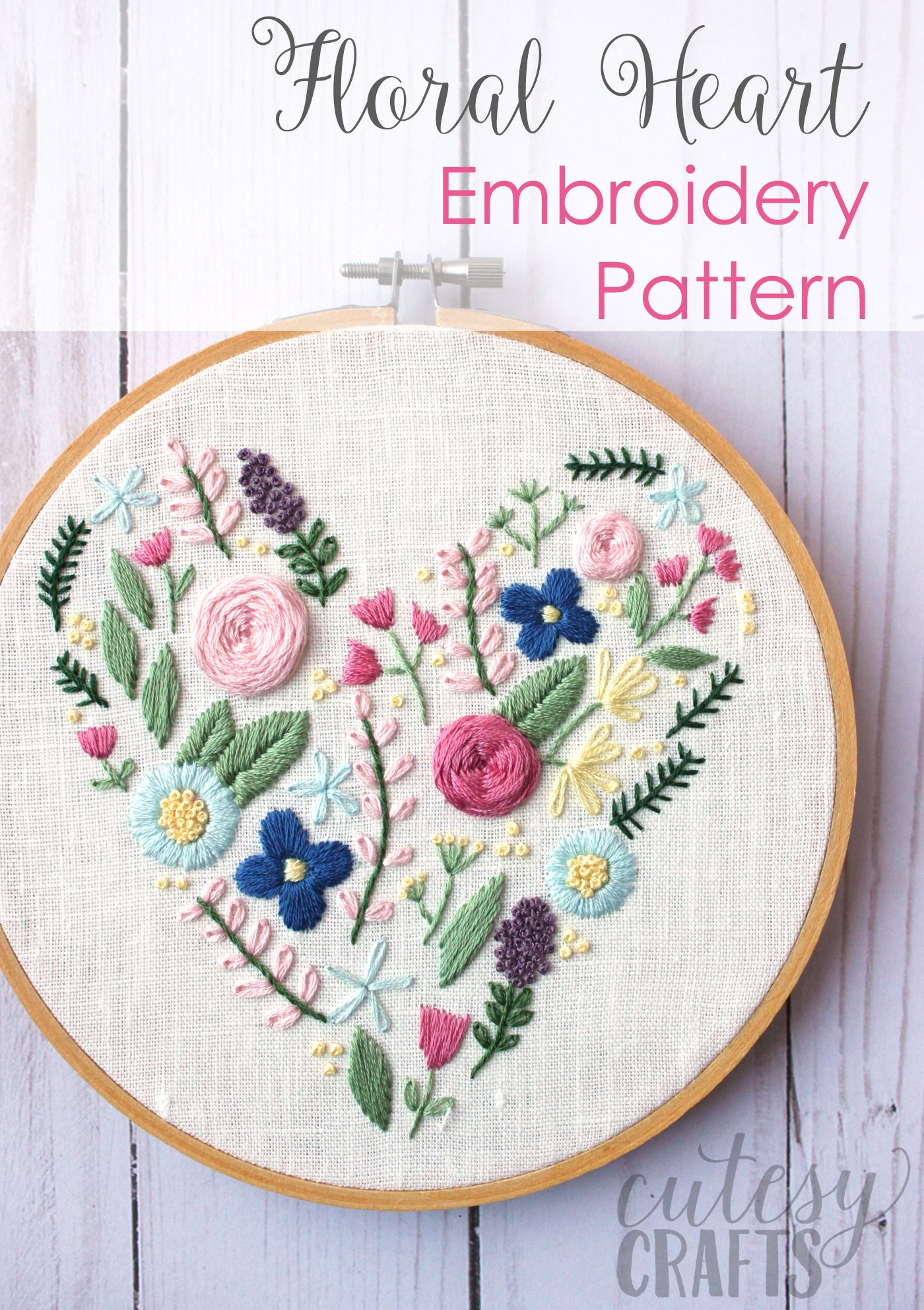 Floral Heart Hand Embroidery Pattern The Polka Dot Chair