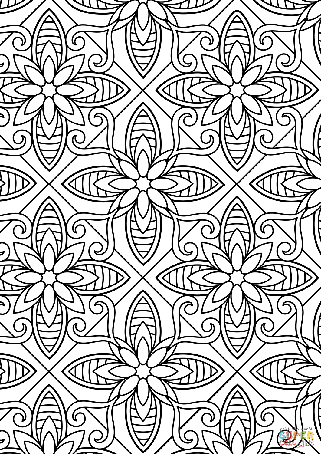 Floral Pattern Coloring Page Free Printable Coloring Pages