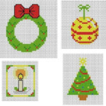 Four Simple Christmas Cross Stitch Patterns For Card