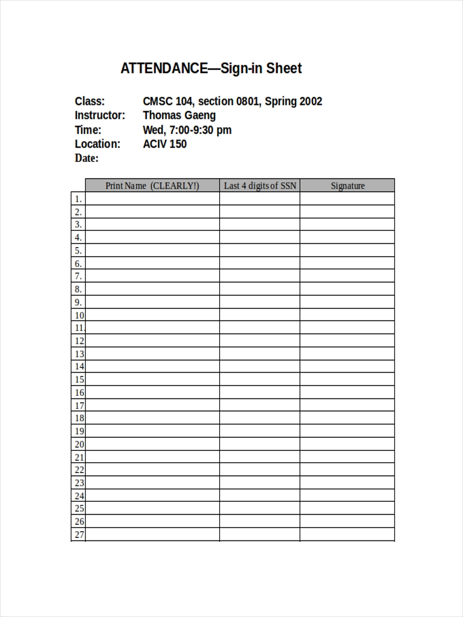 FREE 17 Sign In Sheet Examples Samples In PDF DOC 