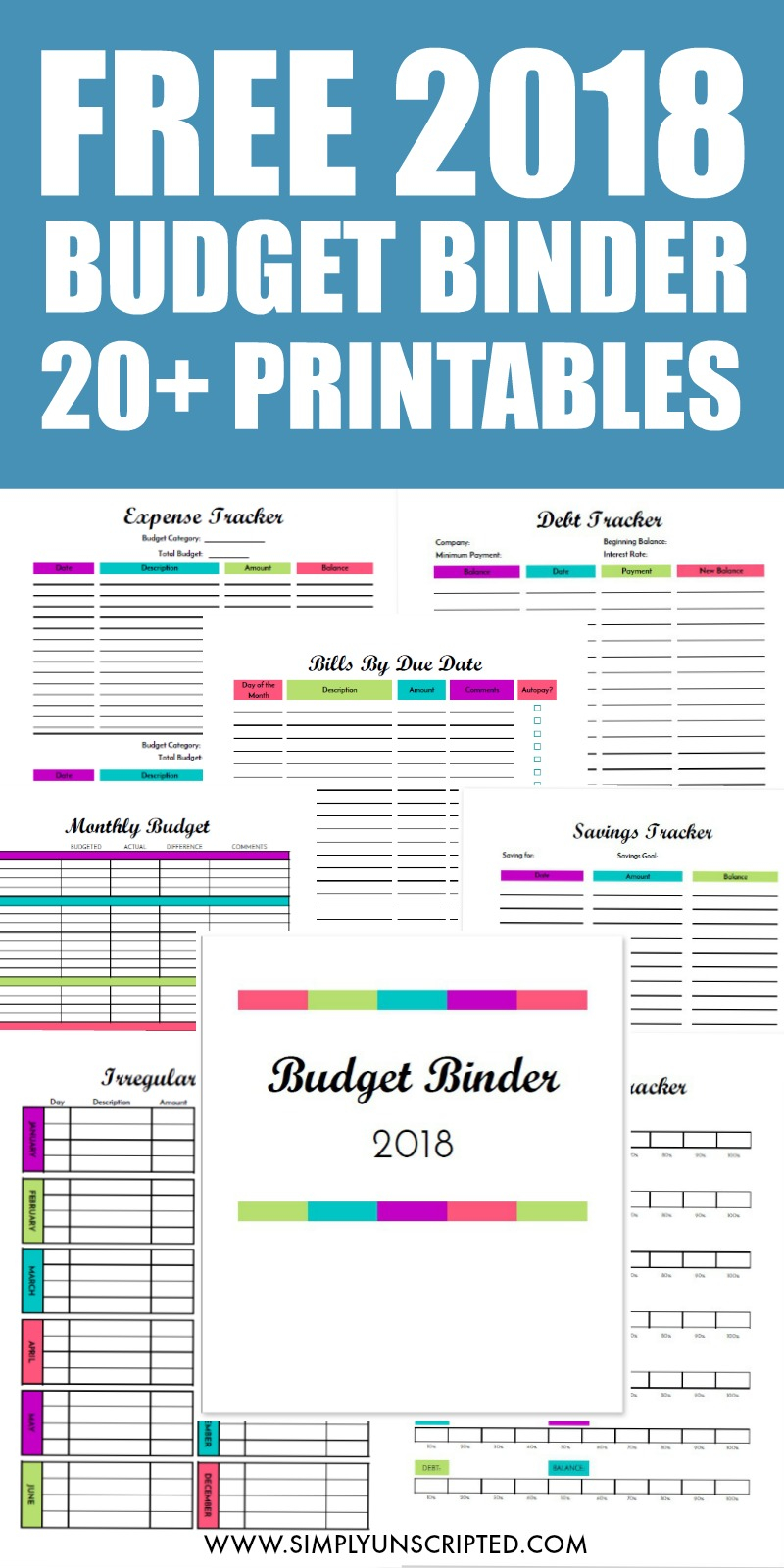 Free 2018 Budget Binder Printables Simply Unscripted