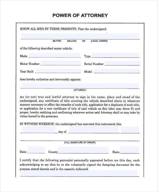 FREE 24 Printable Power Of Attorney Forms In PDF MS Word