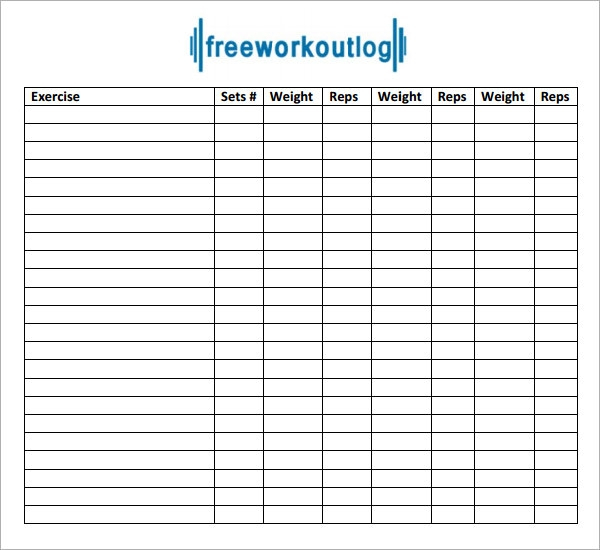 FREE 7 Sample Exercise Log Templates In PDF MS Word