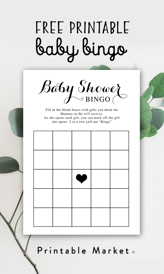 Free Baby Shower Printable Game Black And White Bingo