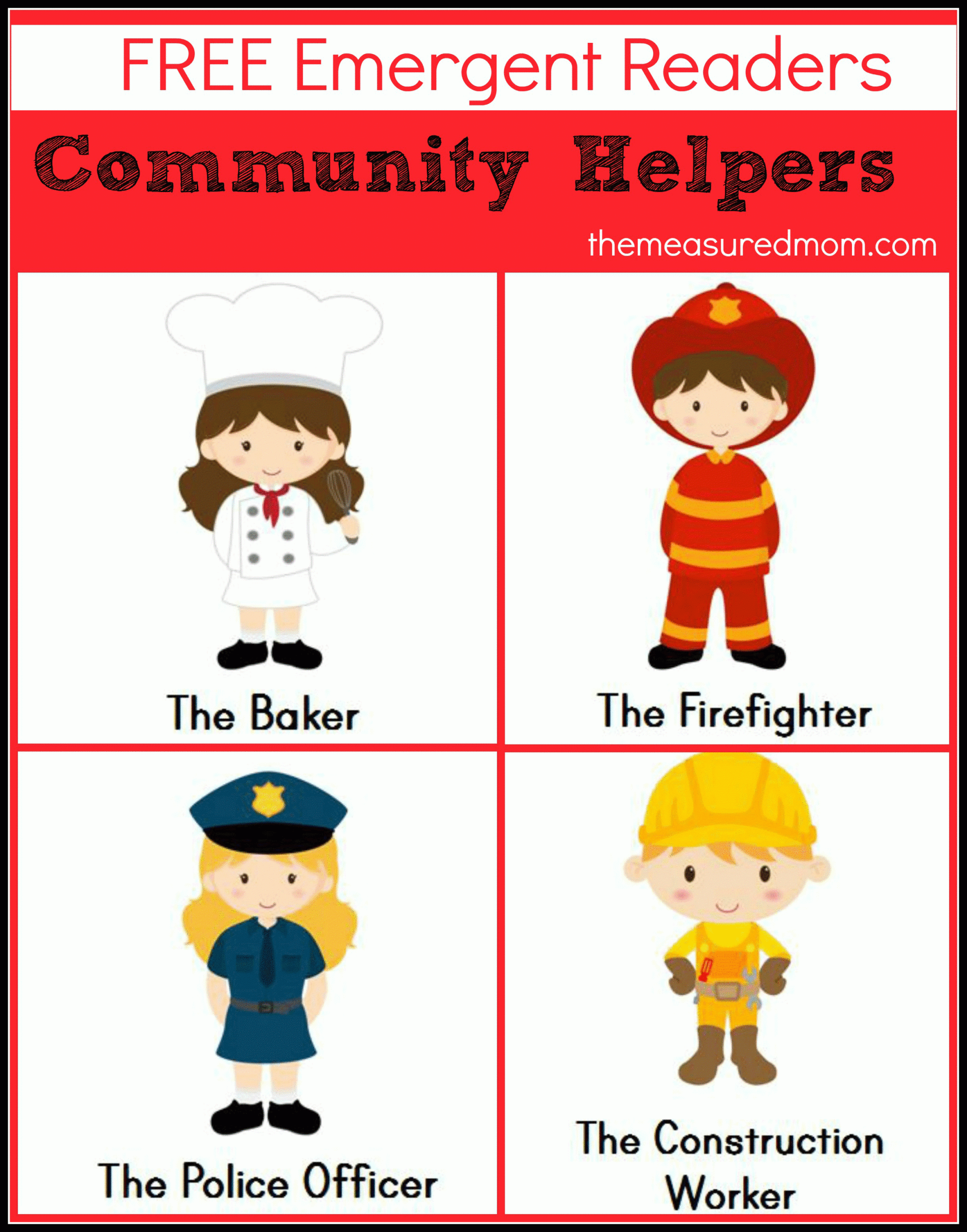 Free Community Helpers Emergent Readers The Measured Mom