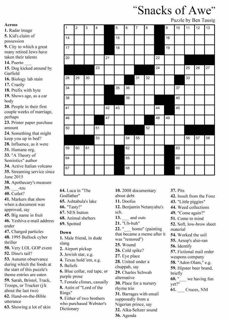 Free Daily Printable Crossword Puzzles October 2021 