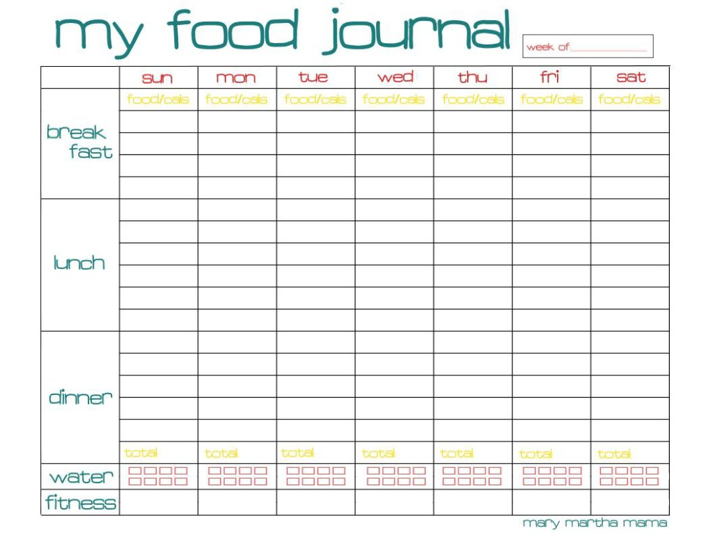 Free Food Journal Printable Healthy Mama Week 29 Mary 