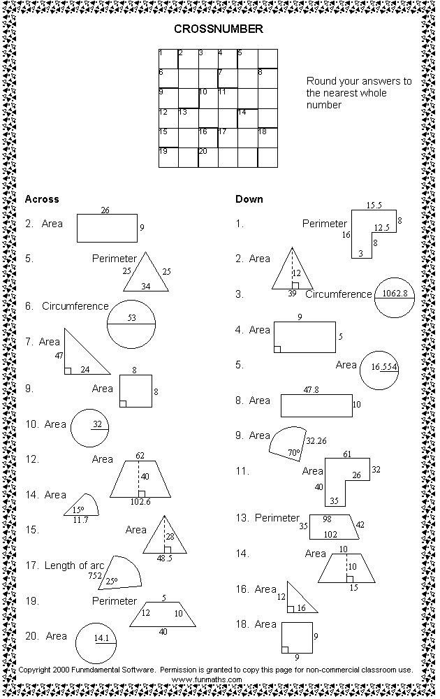 Free High School Math Worksheet From Funmaths