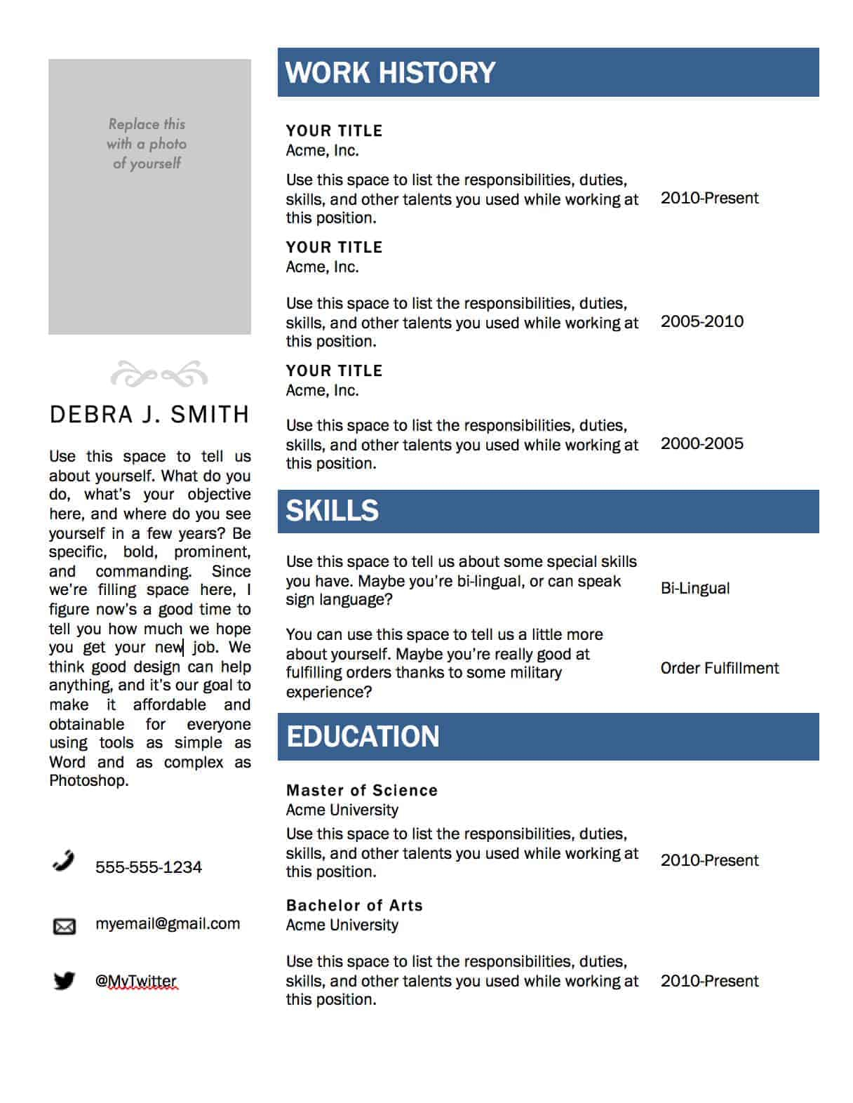 FREE Microsoft Word Resume Template SuperPixelSuperPixel