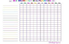 FREE Monthly Bill Paying Chart Printable Printables