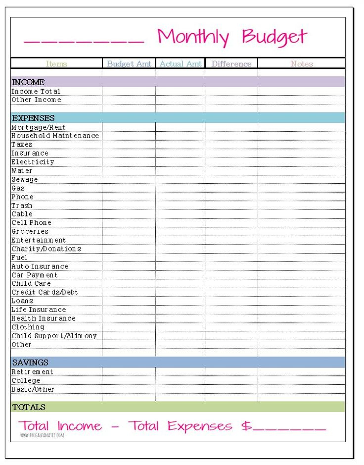 Free Monthly Budget Template Monthly Budget Template 