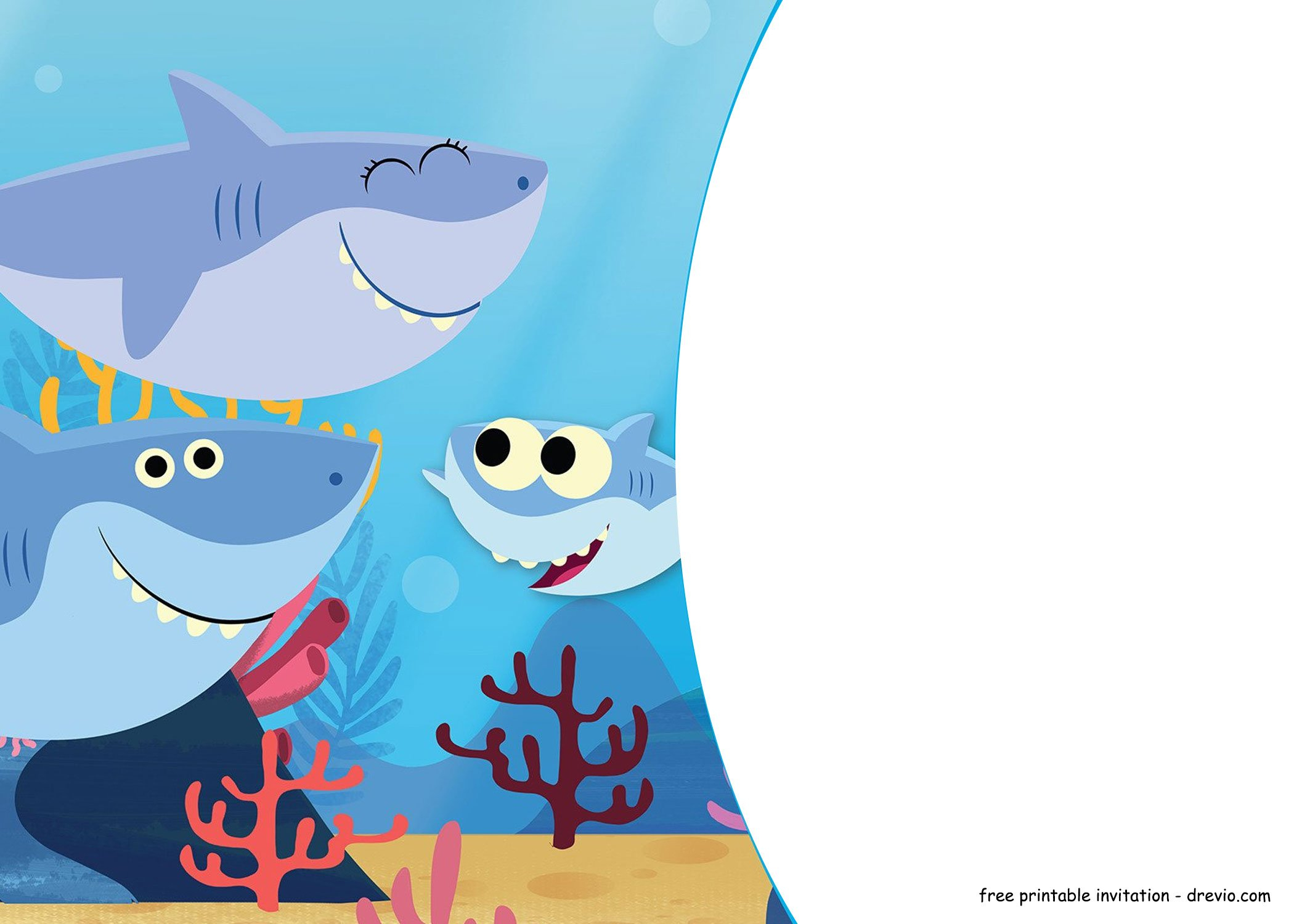 FREE Printable Baby Shark Pinkfong Birthday Invitation 