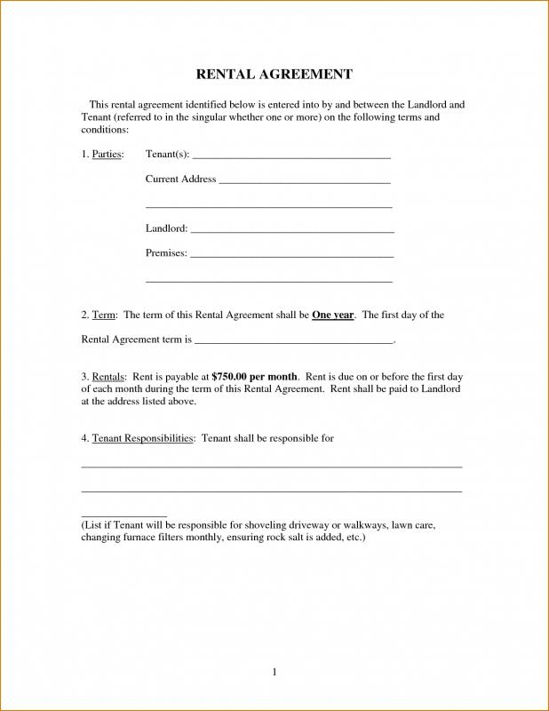 Free Printable Basic Rental Agreement Template Business