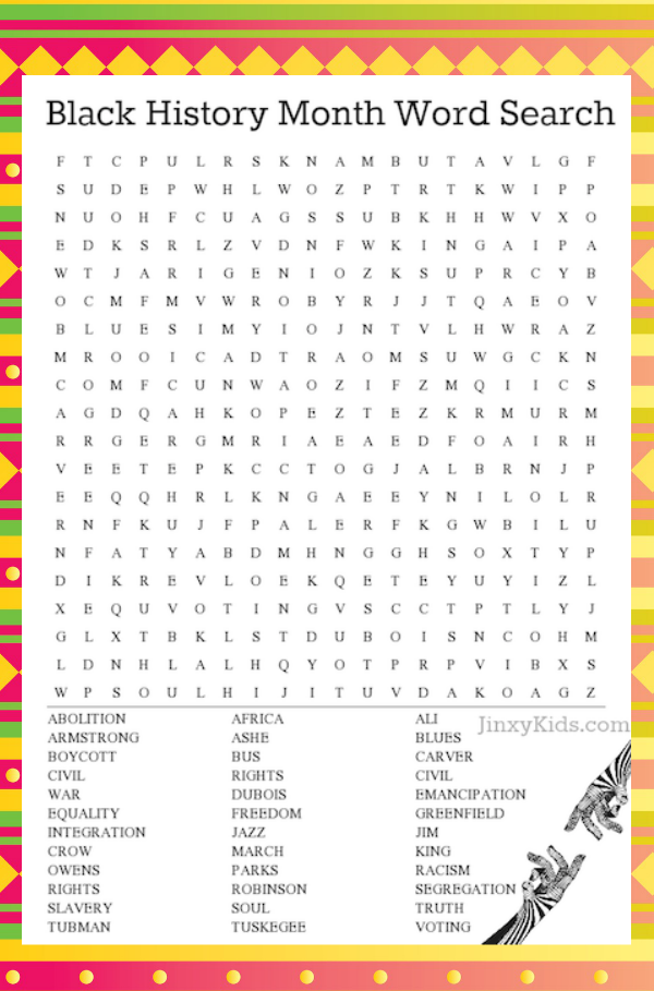 FREE Printable Black History Month Word Search Puzzle