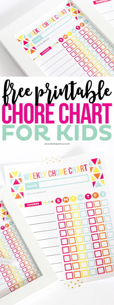 FREE Printable Chore Chart For Kids Printable Crush