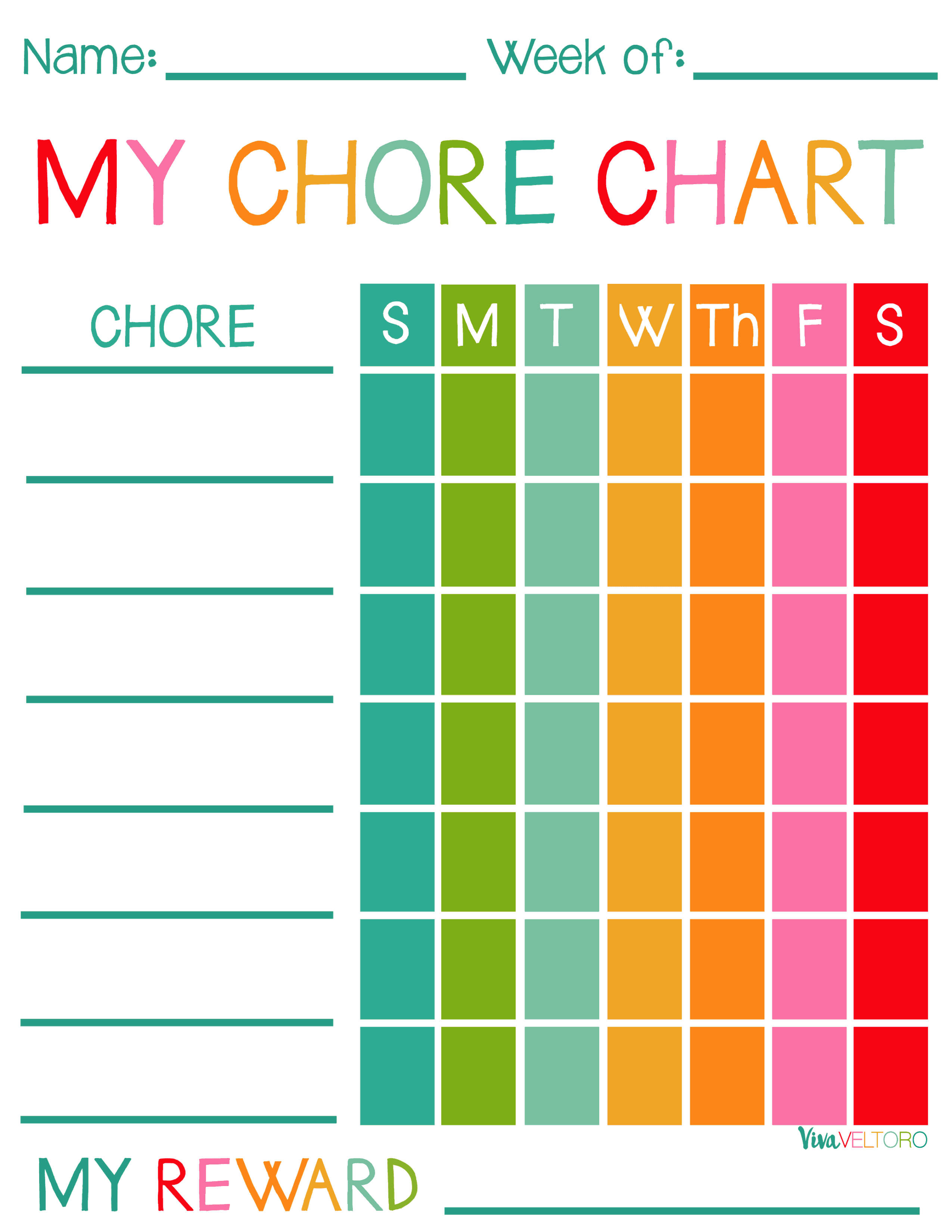 Free Printable Chore Charts For Kids Viva Veltoro 