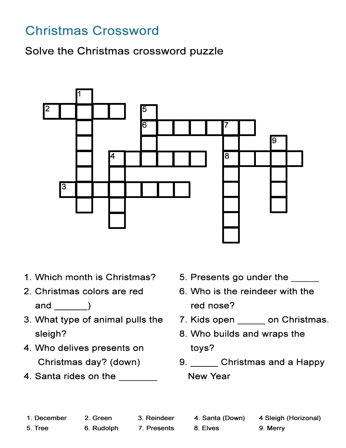 Free Printable Christmas Crossword Puzzles For Adults 