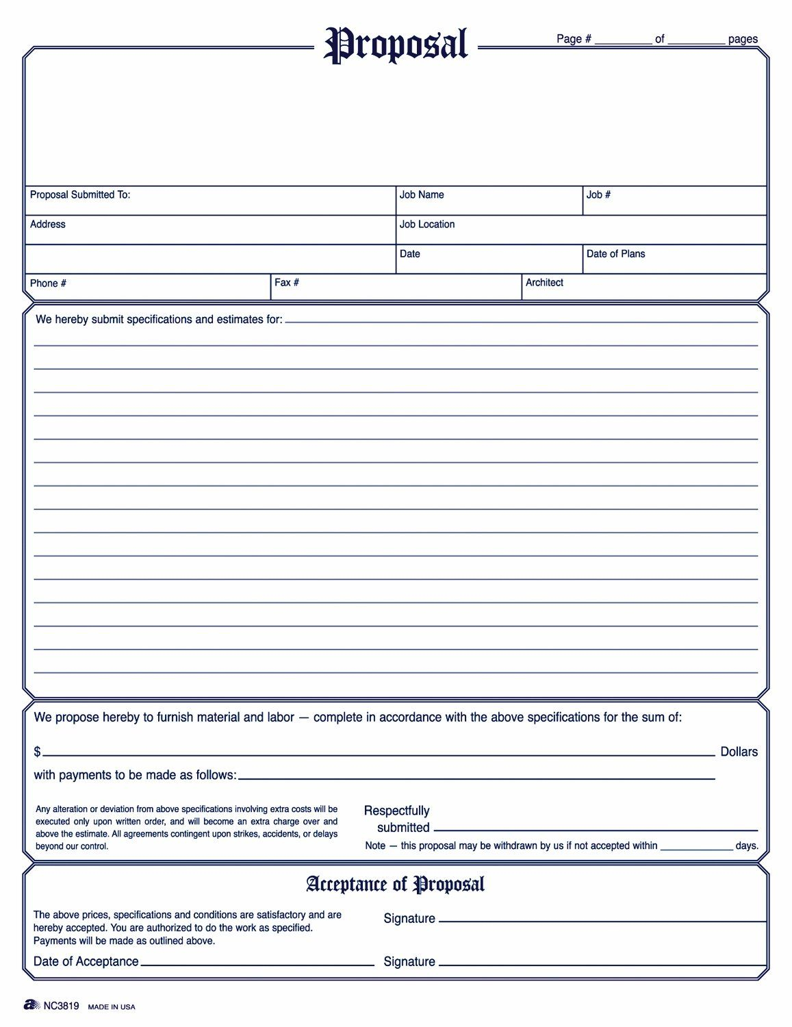 Free Printable Contractor Bid Proposal Forms In 2021 