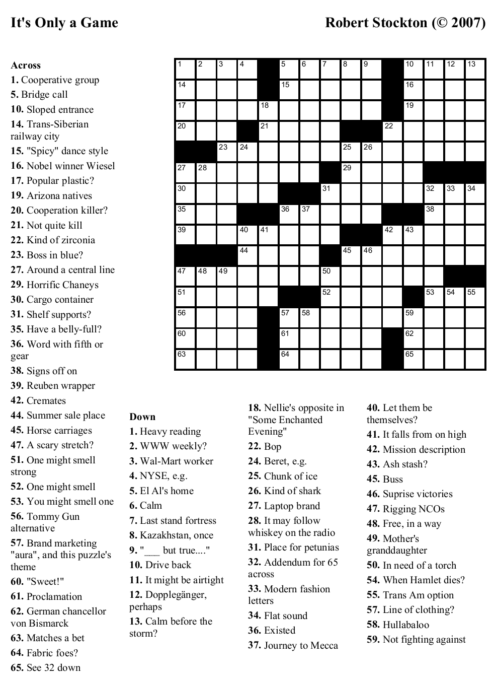 Free Printable Crossword Puzzles For Dementia Patients 