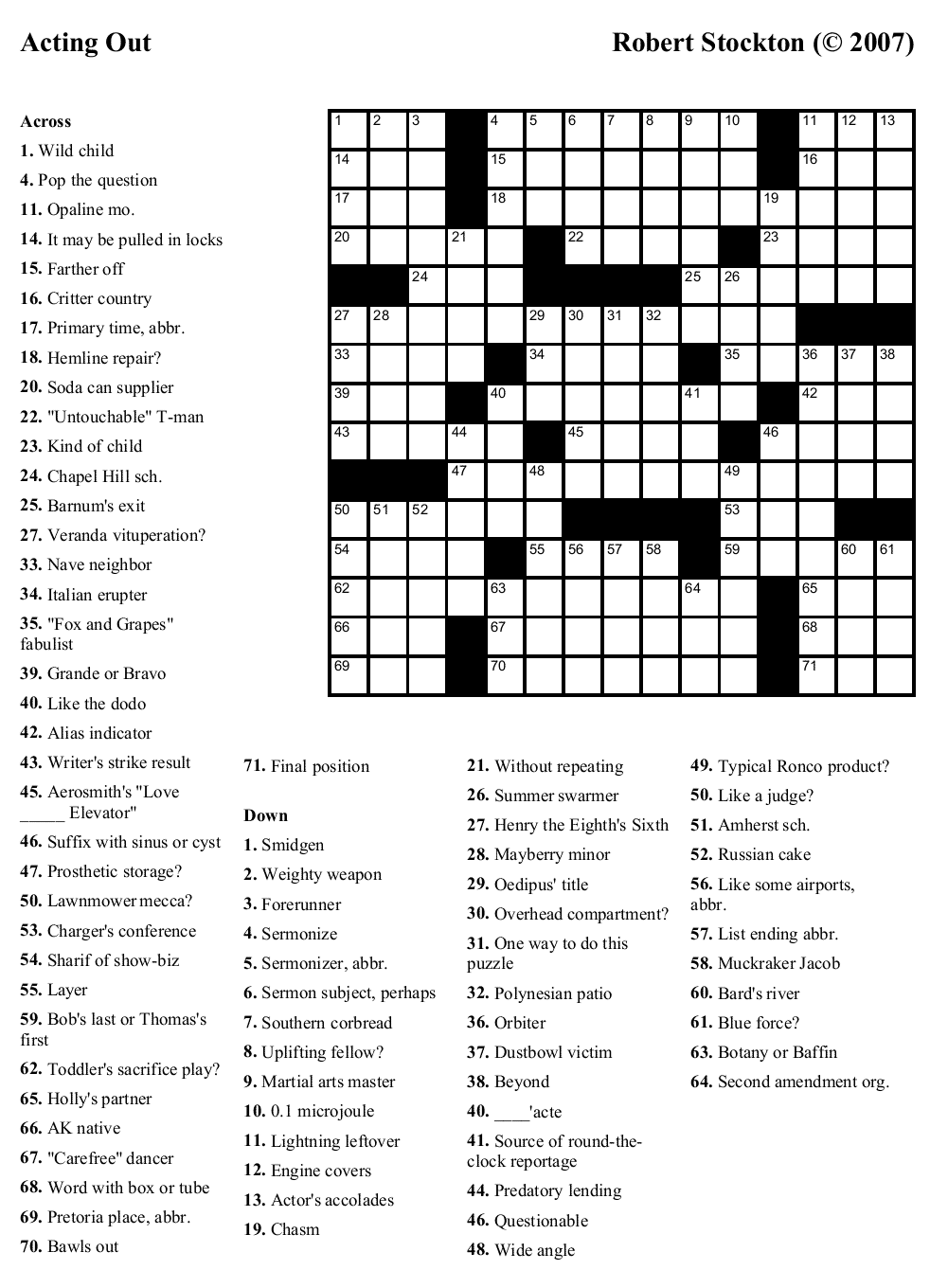 Free Printable Crossword Puzzles Printable Crossword 