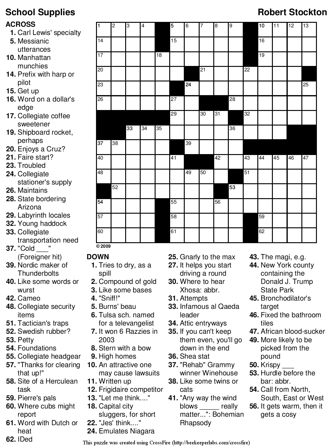 Free Printable Crossword Puzzles Printable Crossword 