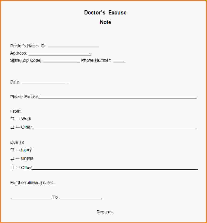 Free Printable Doctors Excuse For Work Template Business