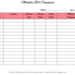 Free Printable Monthly Bill Organizer Monthly Bill