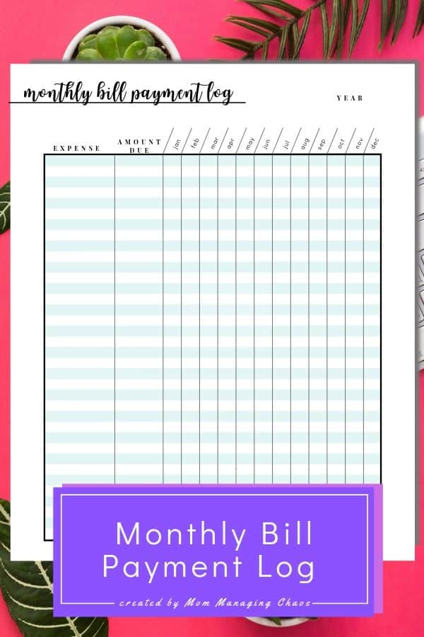 Free Printable Monthly Bill Payment Log A Bills To Pay 