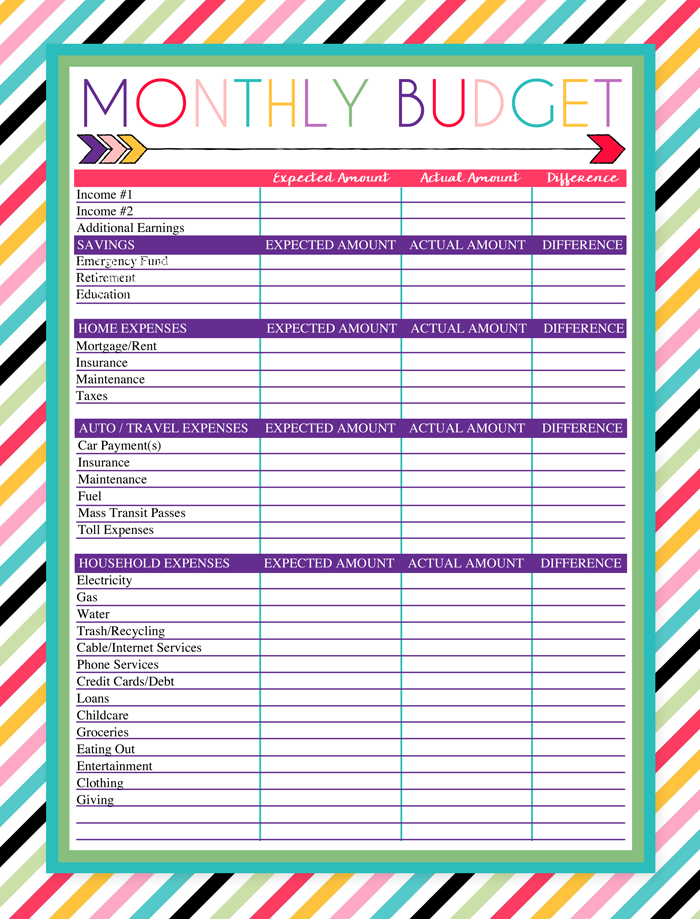 Free Printable Monthly Budget Worksheet I Should Be 