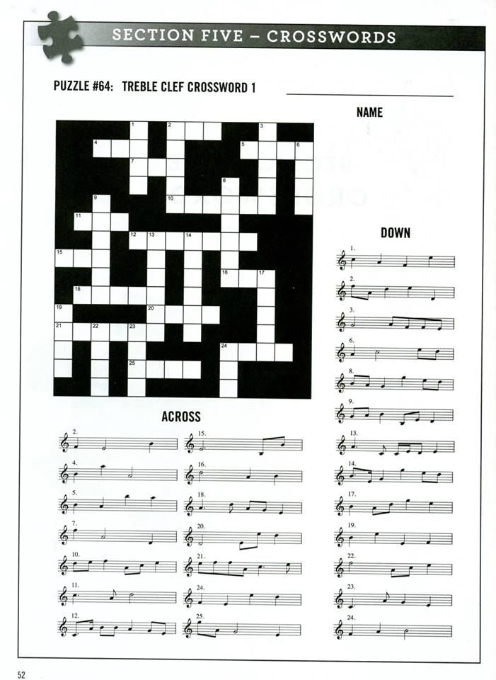 FREE Printable Music Notes Crossword Puzzle Music 