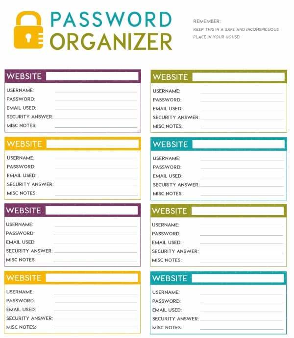 FREE Printable Password Organizer A K A Printable 