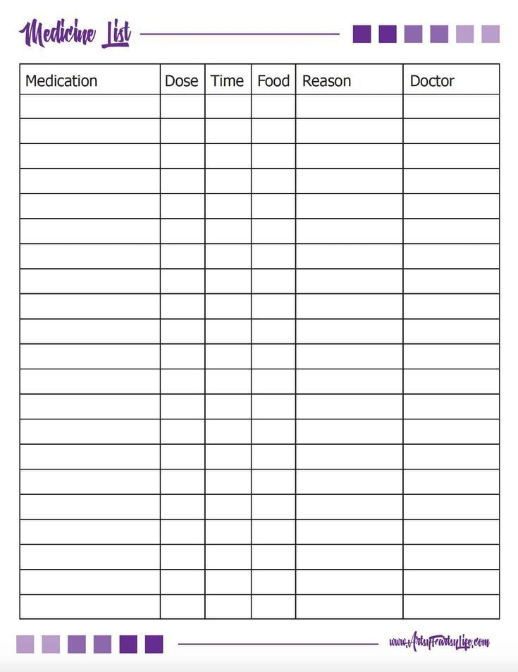 Free Printable PDF Medicine List Download This Tracker 