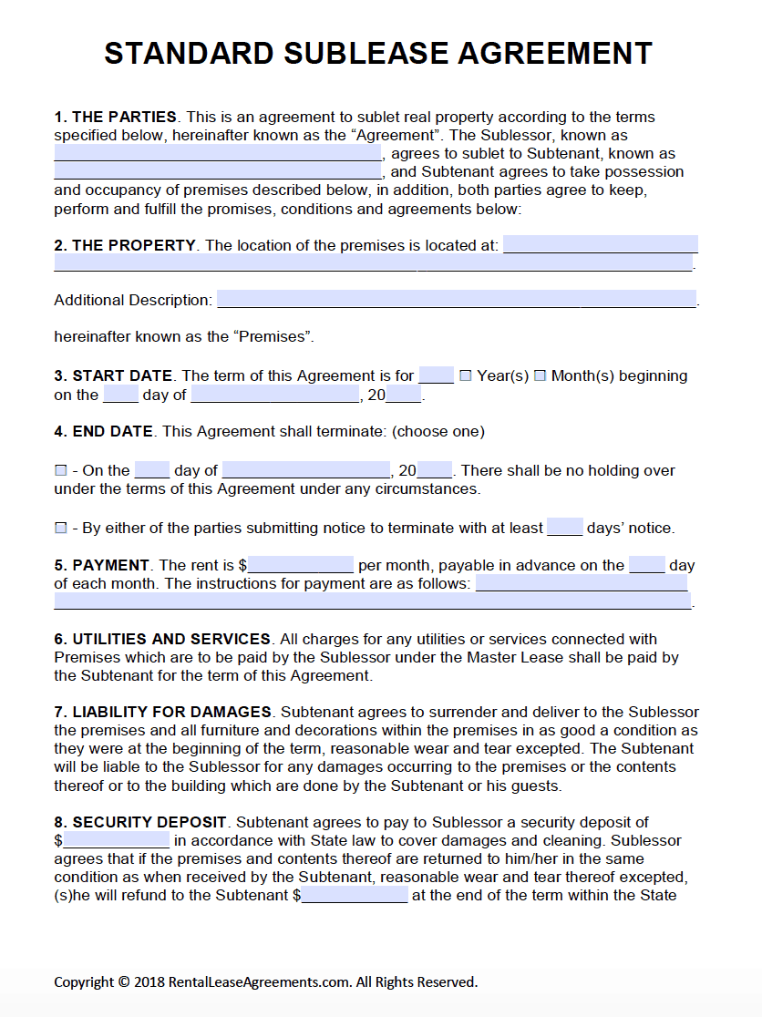 Free Printable Rental Lease Agreement Templates PDF Word