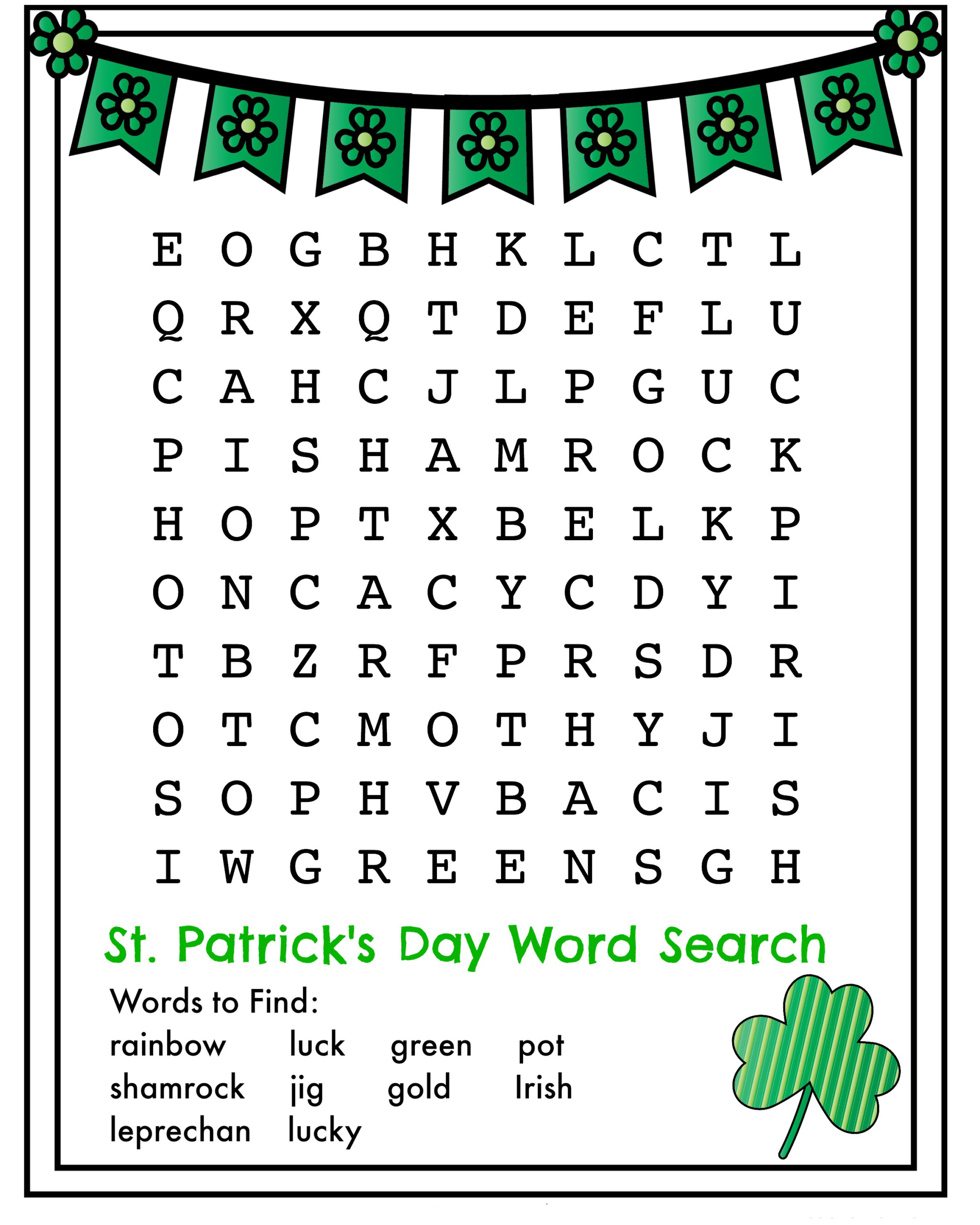 Free Printable St Patrick s Day Crossword Puzzles 