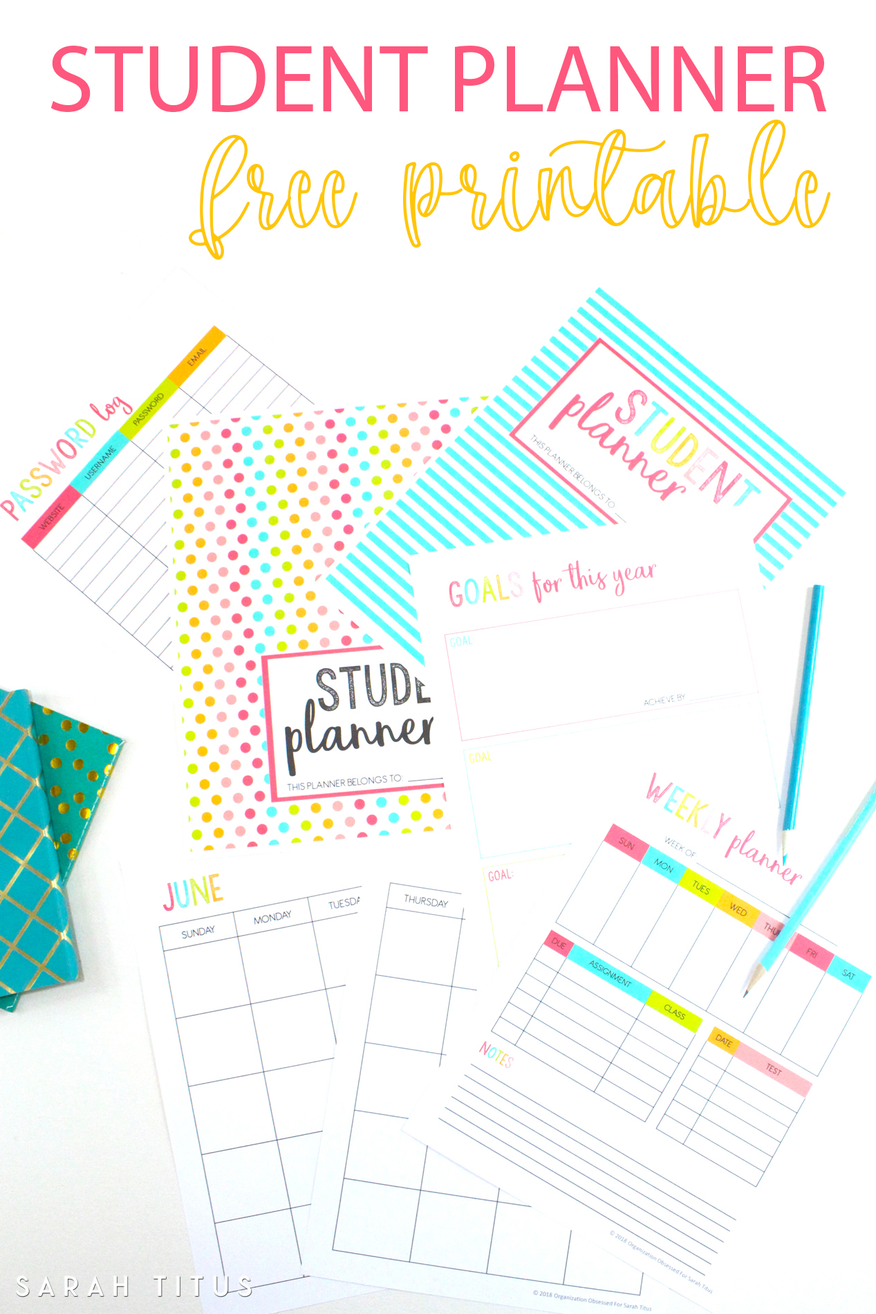 Free Printable Student Planner 46 Pages Sarah Titus