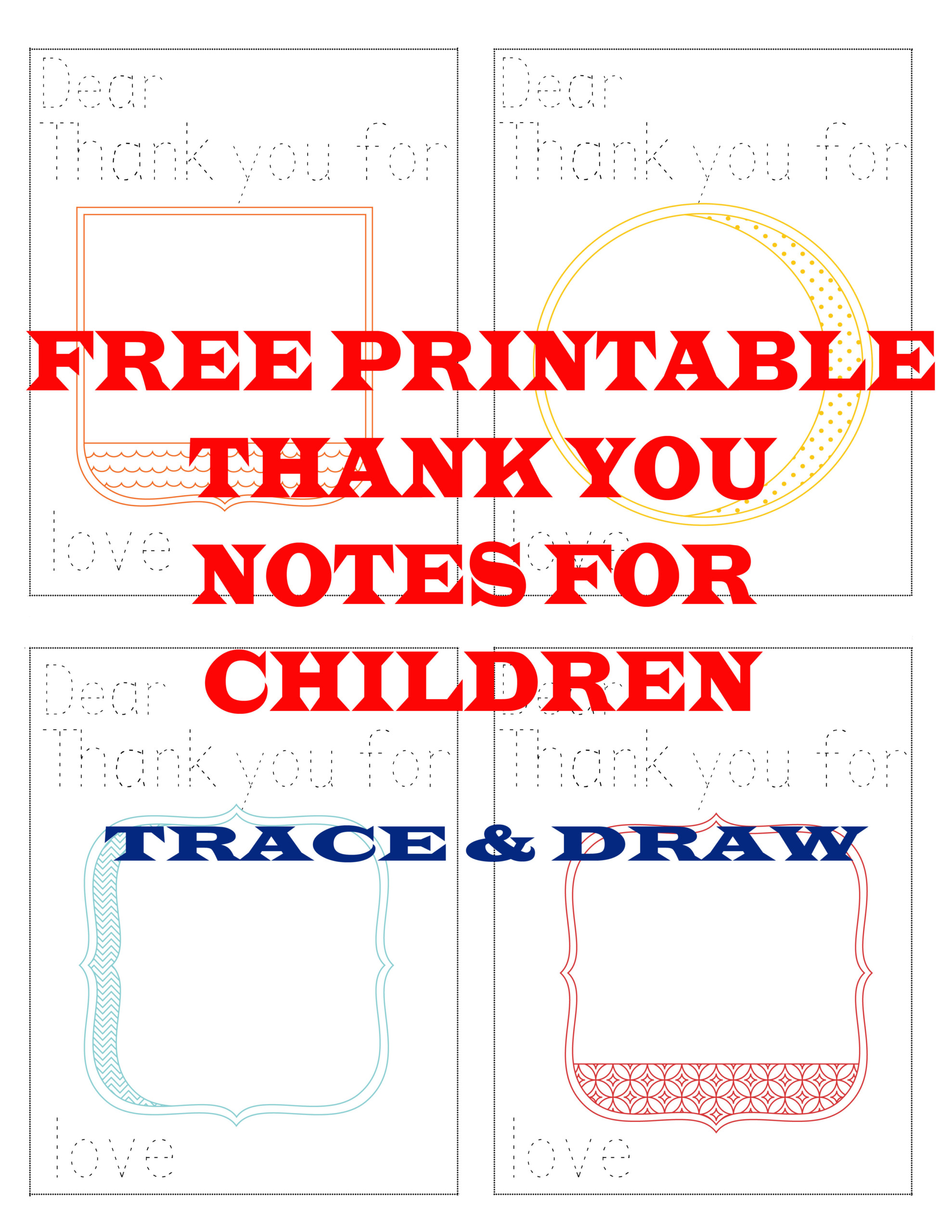 FREE PRINTABLE THANK YOU NOTES FOR CHILDREN 