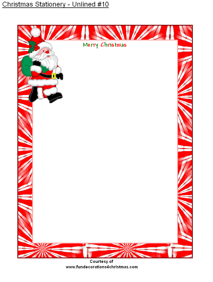 FREE Printable Unlined Christmas Stationery Christmas 