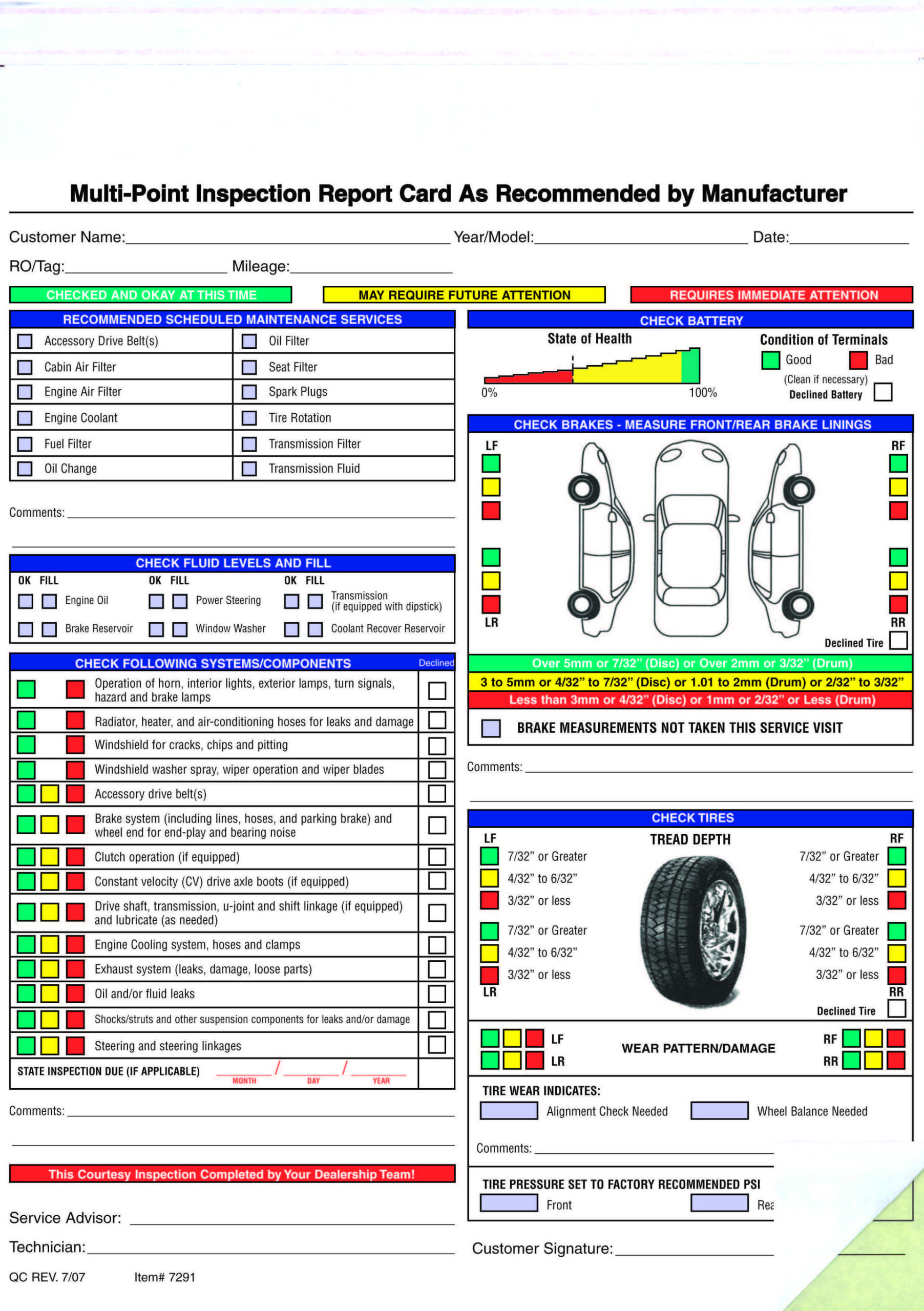 Free Printable Vehicle Inspection Form FREE DOWNLOAD 