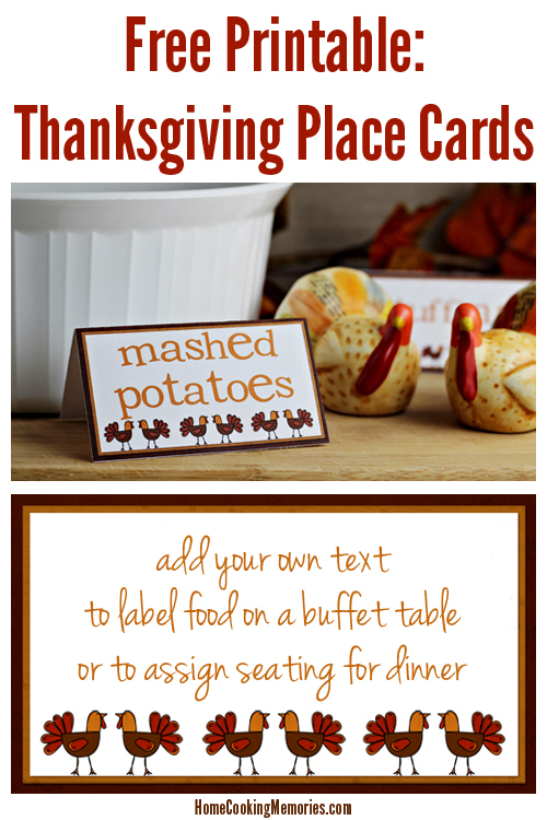 Free Printables Thanksgiving Place Cards Home Cooking 