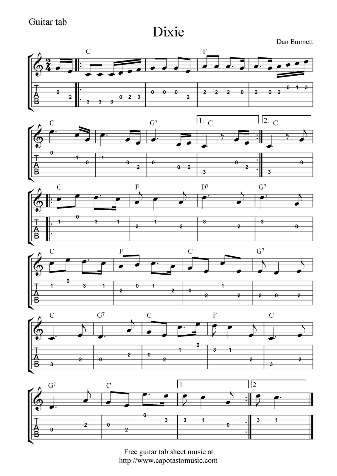 Free Sheet Music Scores Free Guitar Tab Sheet Music 