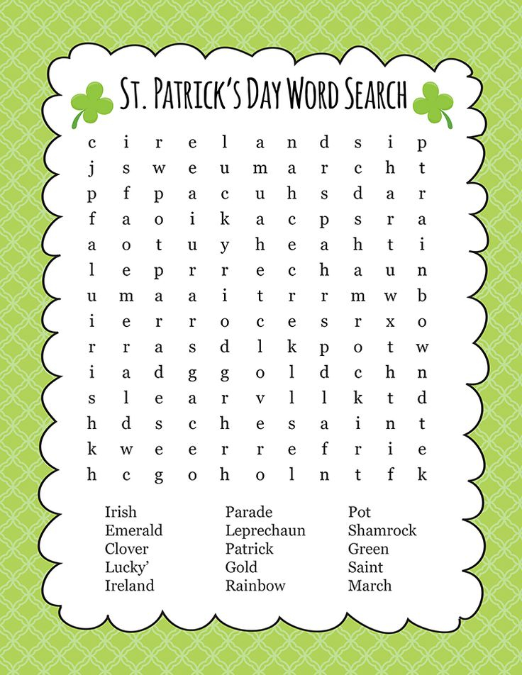 FREE St Patrick s Day Word Search St Patrick s Day 