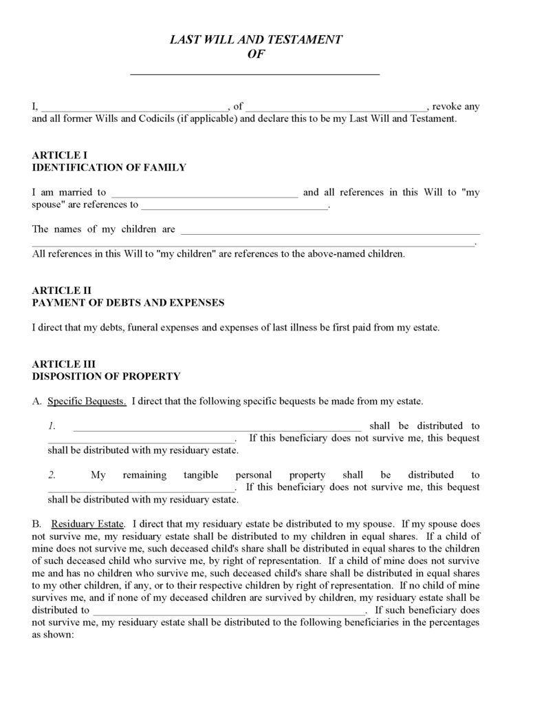 Free Wills Printable Free Printable Legal Forms