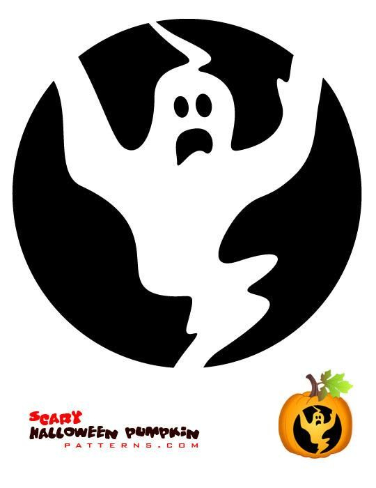 Ghost Stencil 2 For Carvable White Pumpkins Halloween 