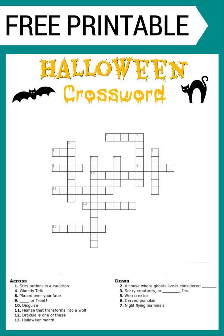 Halloween Crossword Puzzle Printable 3Rd Grade Printable 